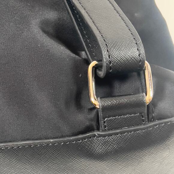 Karl Lagerfeld Paris Black Diamond Quilted Pattern Studded Drawstring Backpack - Picture 6 of 16